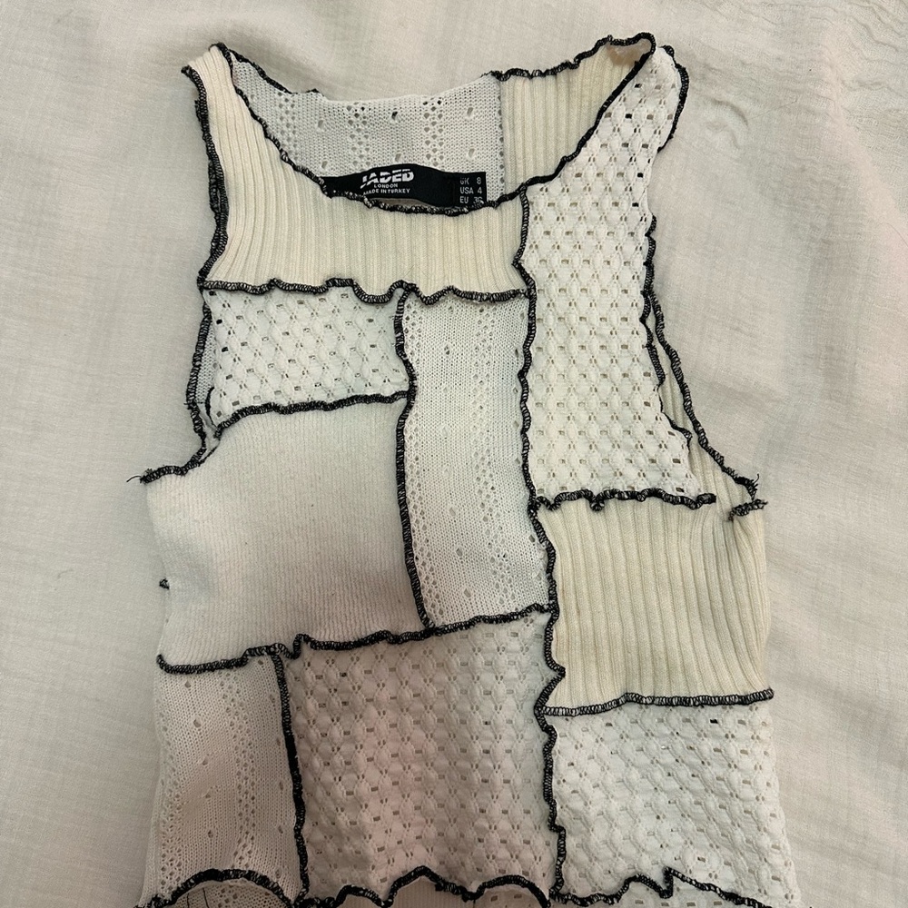 Jaded London White Patchwork Tank Top